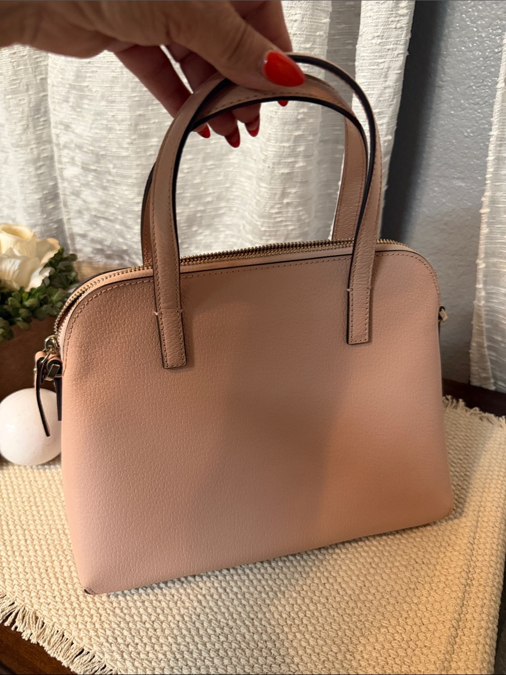 Kate Spade ♠️ Blush Pink Bow Accent Top-Handle Women’s Handbag - Picture 4 of 11